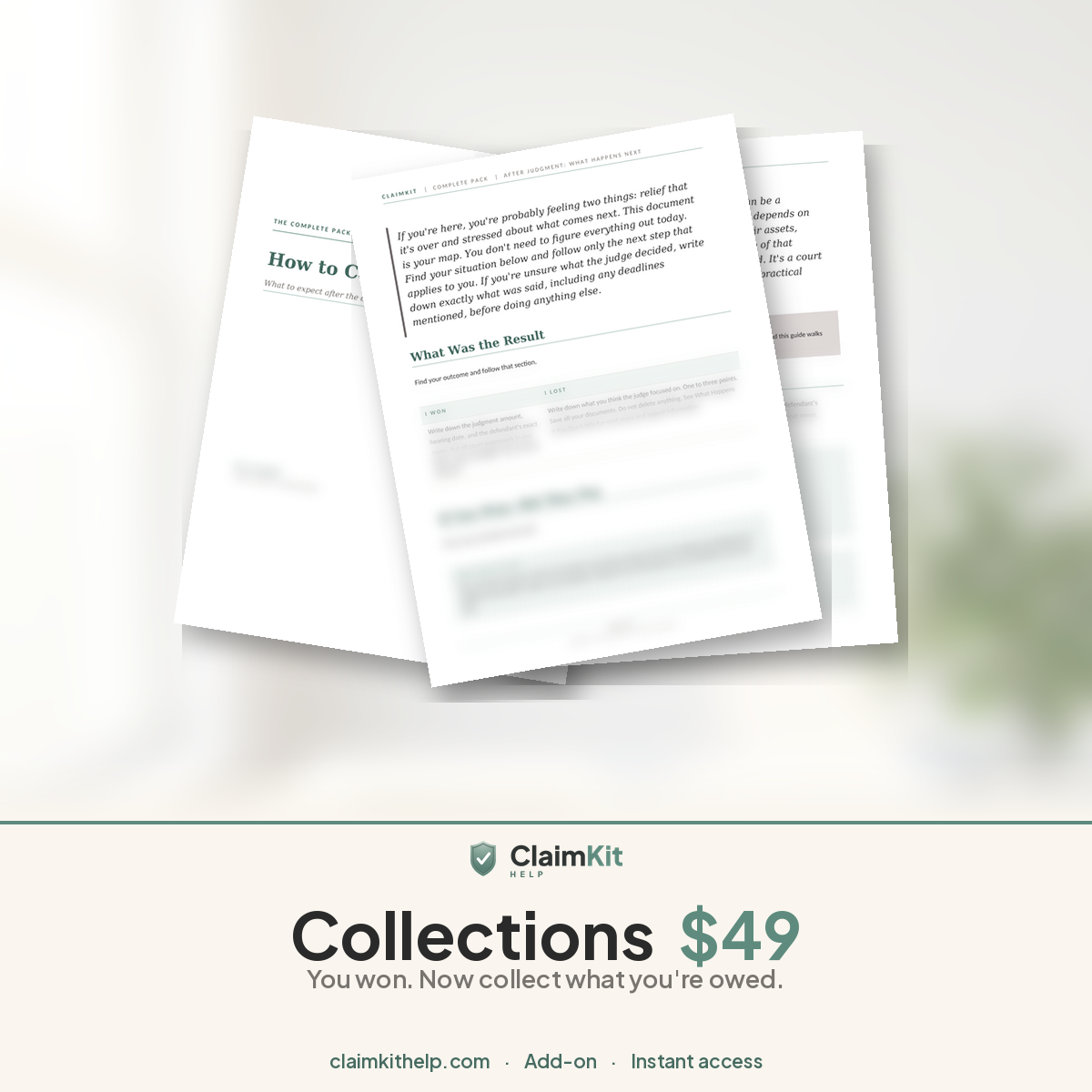 ClaimKit Help Collections Add-On, sample documents, California small claims, $49